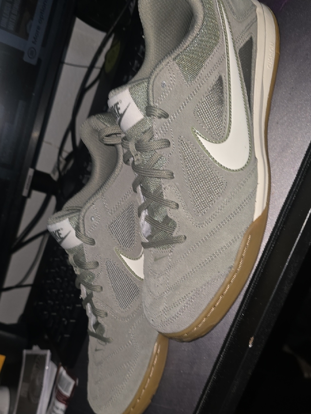 Nike Olive Gray Suede & Mesh Sneakers with Gum Sole